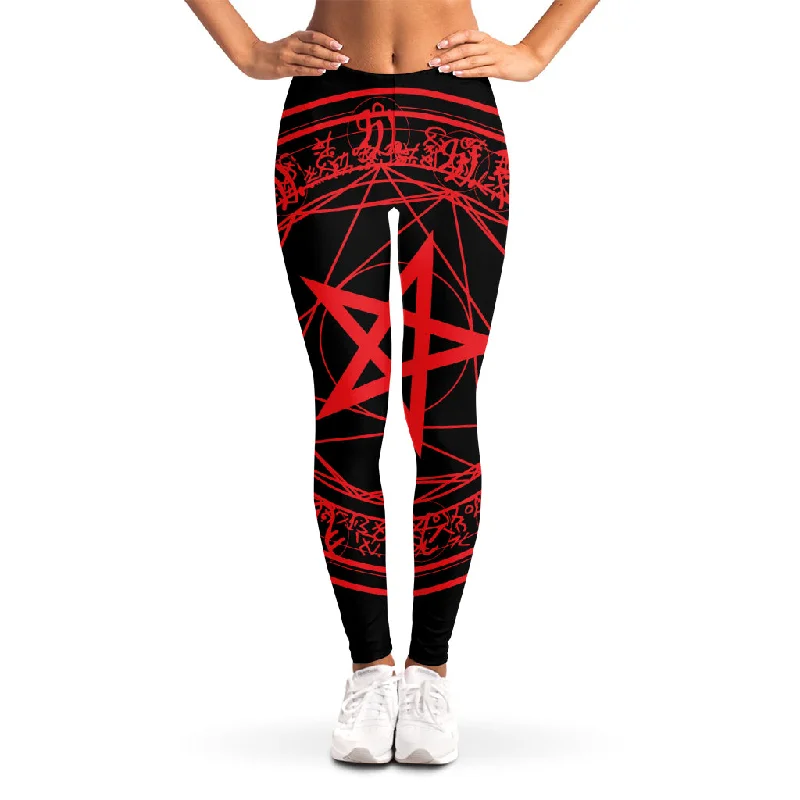 Magic Pentagram Symbol Print Women's Leggings Comfortable Capri-Length Leggings