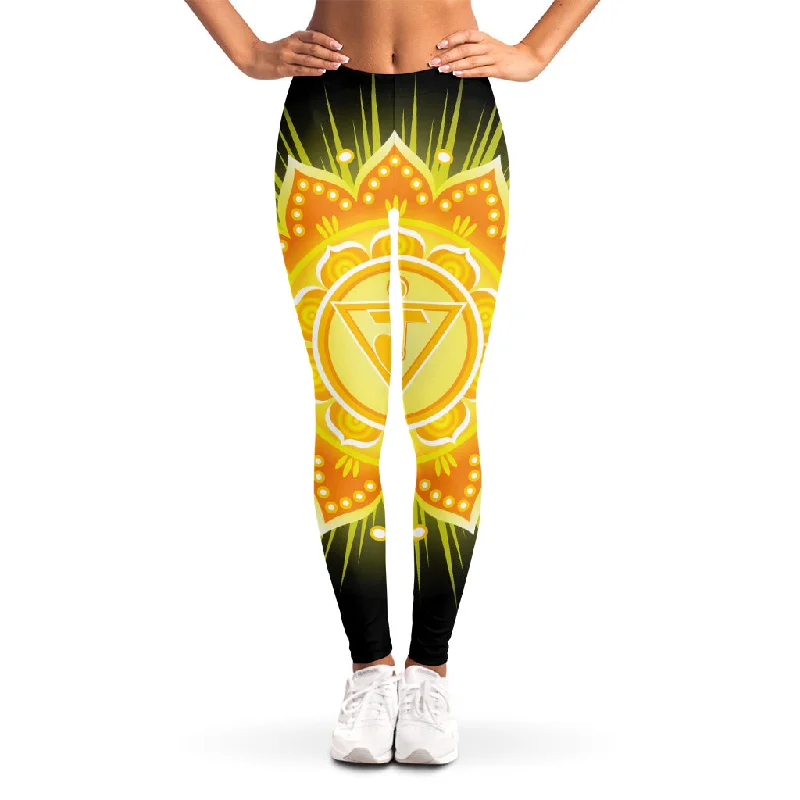 Manipura Chakra Mandala Print Women's Leggings Stylish Printed Stretch Leggings