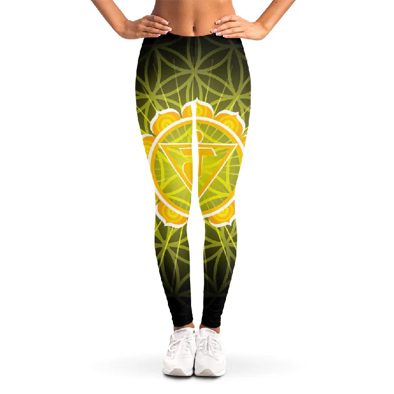 Manipura Chakra Spiritual Print Women's Leggings Cozy Cotton Leggings