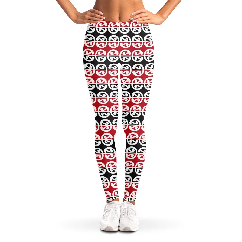 Maori Kowhaiwhai Pattern Print Women's Leggings Casual Sporty Leggings