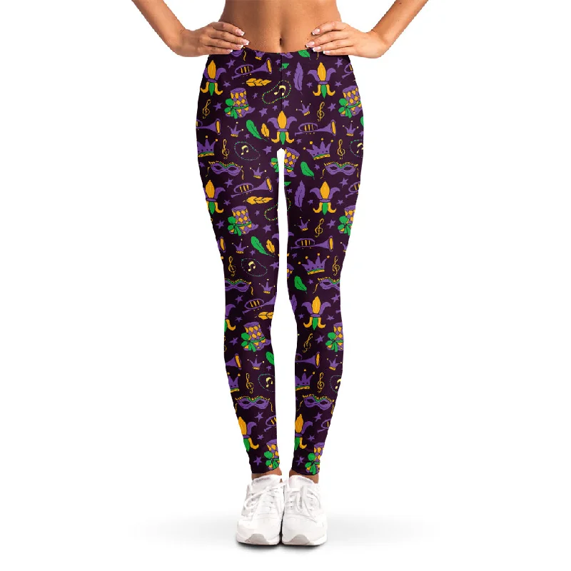 Mardi Gras Party Pattern Print Women's Leggings Trendy Seamless Sports Leggings