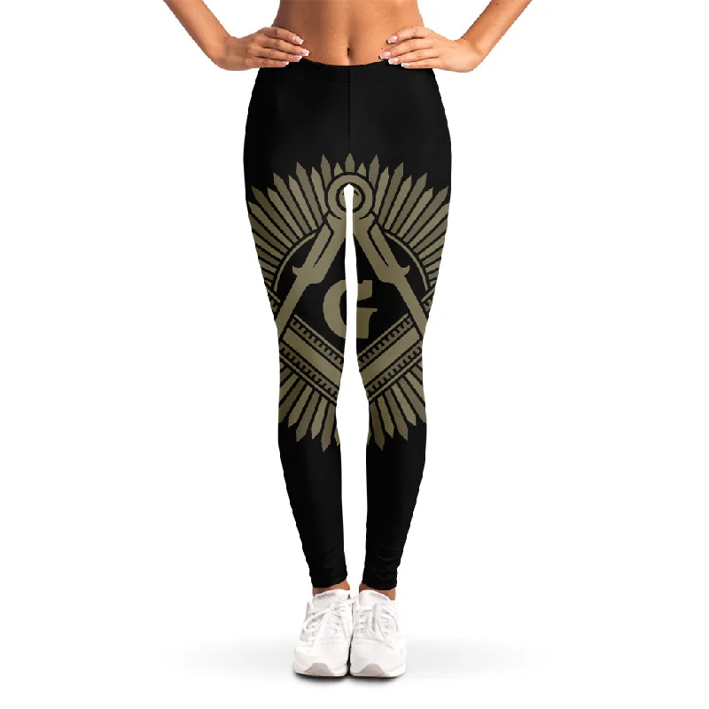 Masonic Freemasonry Print Women's Leggings Stylish Compression Fit Leggings