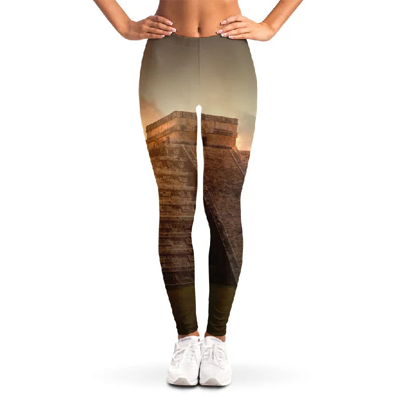 Mayan Pyramid Print Women's Leggings Elegant Animal Print Leggings