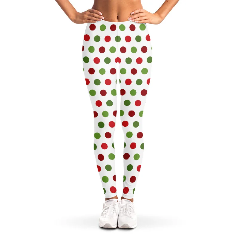 Merry Christmas Polka Dot Pattern Print Women's Leggings Stylish Lightweight Leggings