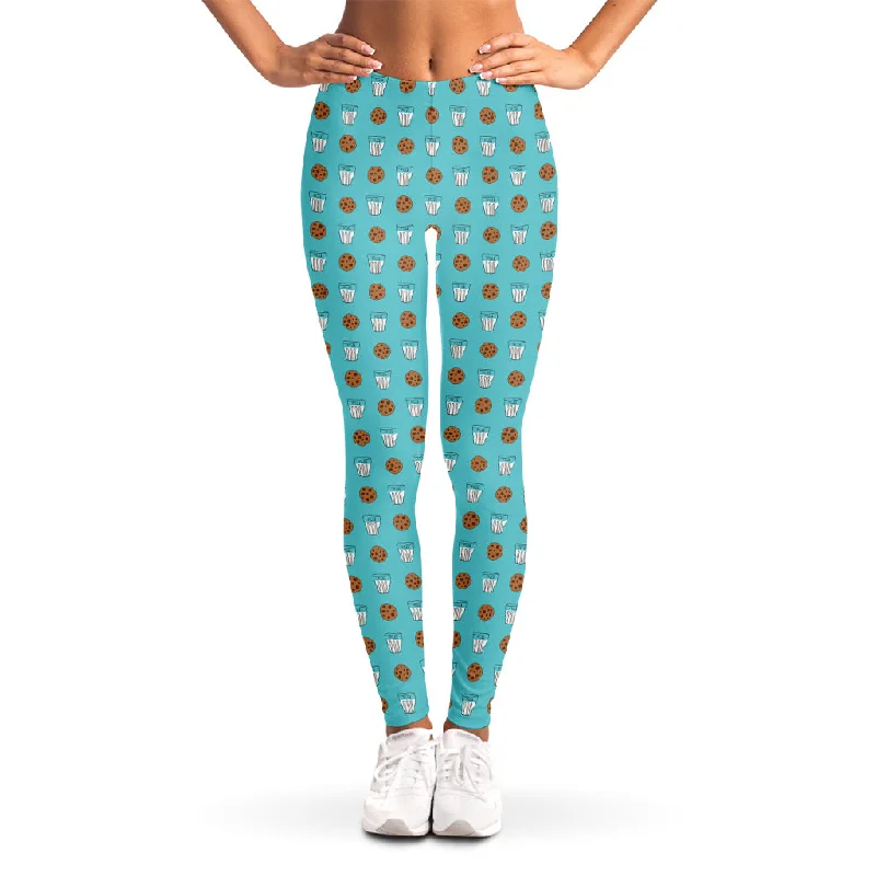 Milk And Cookies Pattern Print Women's Leggings Fashionable Fitted Workout Leggings