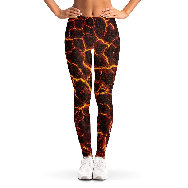 Molten Lava Print Women's Leggings Comfortable Tummy Shaping Leggings