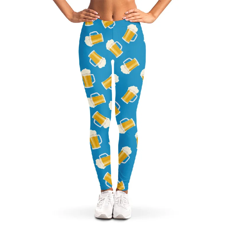 Mug Of Beer Pattern Print Women's Leggings Casual Sporty Leggings