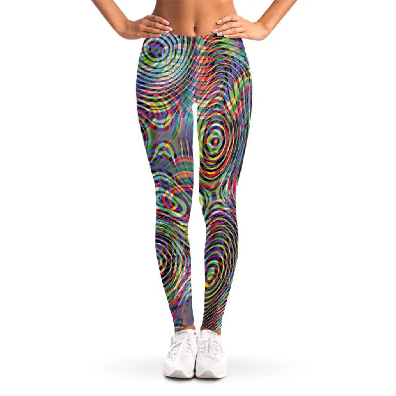 Multicolor Psychedelic Print Women's Leggings Trendy Cut-Out Activewear Leggings