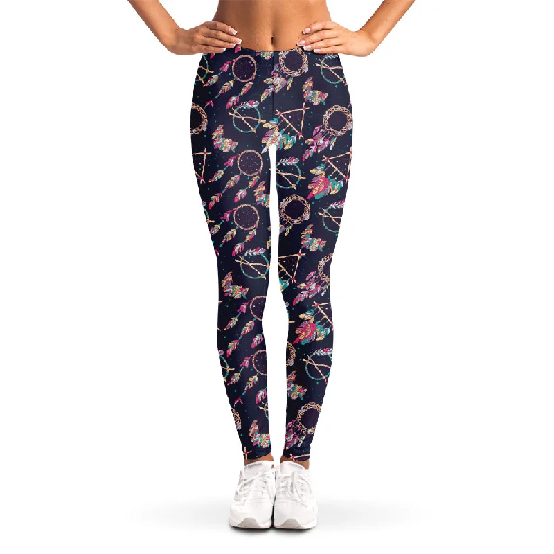 Native American Dream Catcher Print Women's Leggings Trendy Colorblock Print Leggings