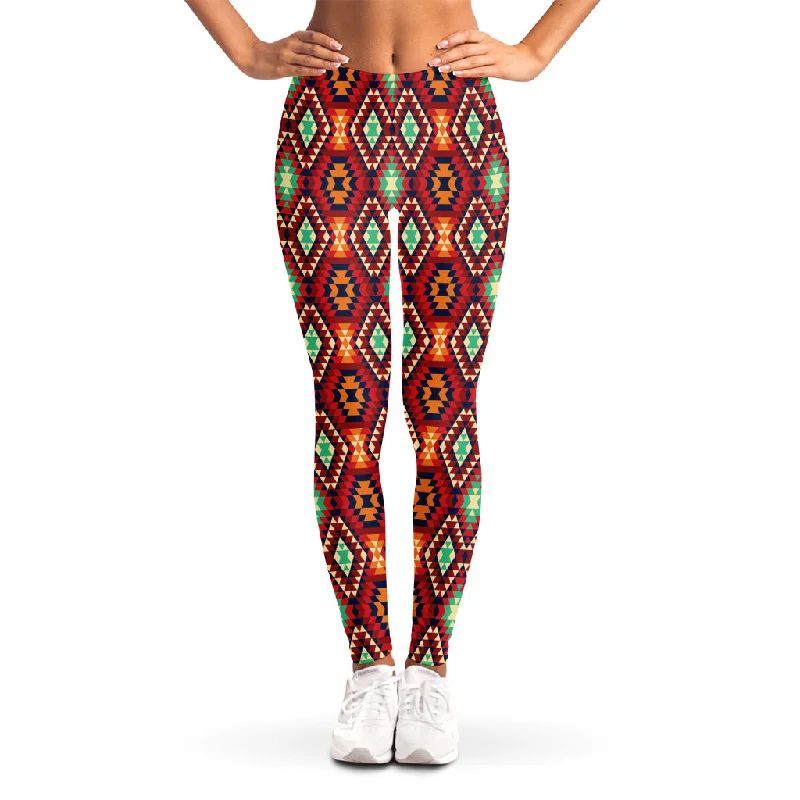 Native American Geometric Pattern Print Women's Leggings Comfortable Sports Performance Tights