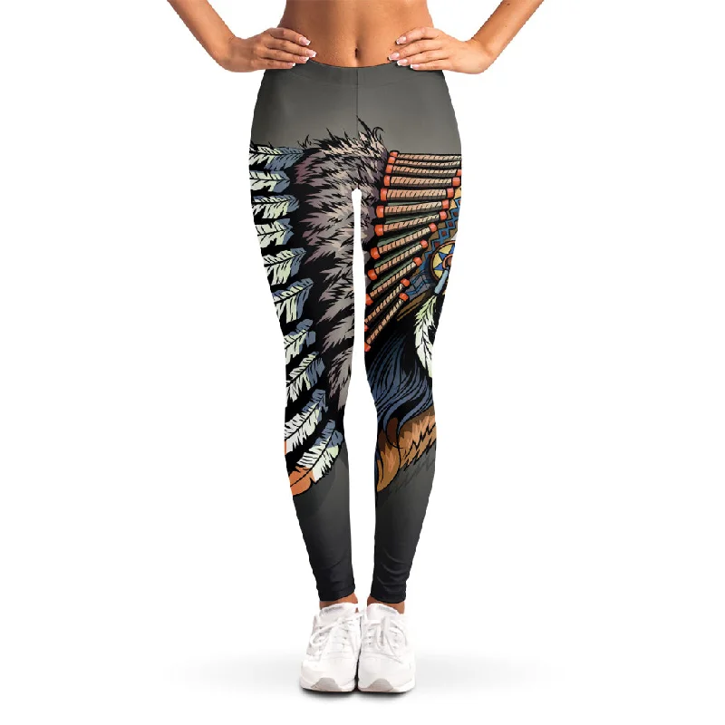 Native American Indian Girl Print Women's Leggings Elegant Sheer Leggings