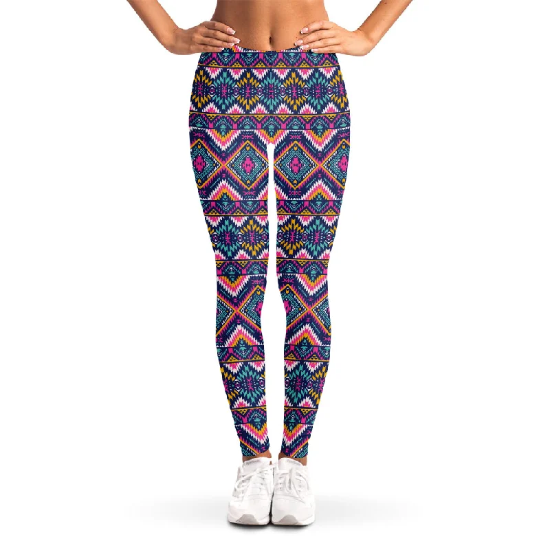 Native American Navajo Tribal Print Women's Leggings Fashionable Ribbed Knit Leggings