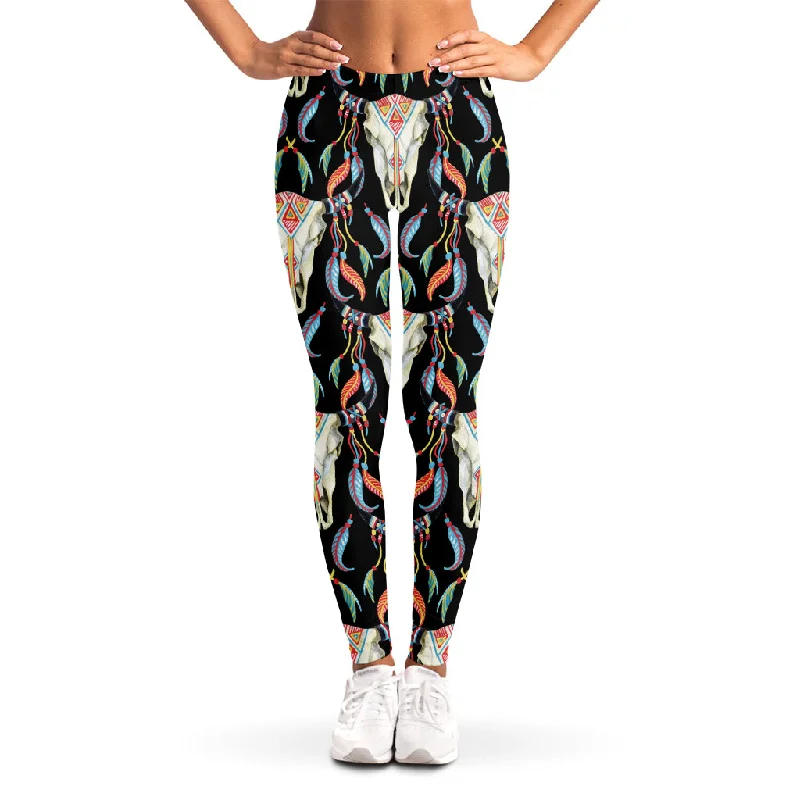 Native Buffalo Pattern Print Women's Leggings Stylish Sweat-Proof Leggings