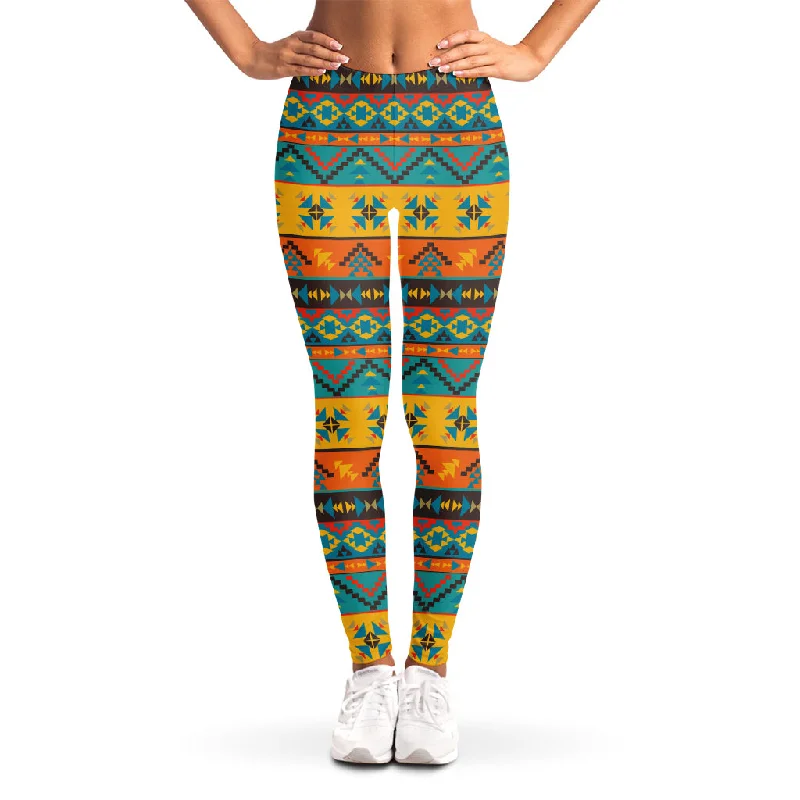 Native Indian Inspired Pattern Print Women's Leggings Stylish Athletic Wear Leggings