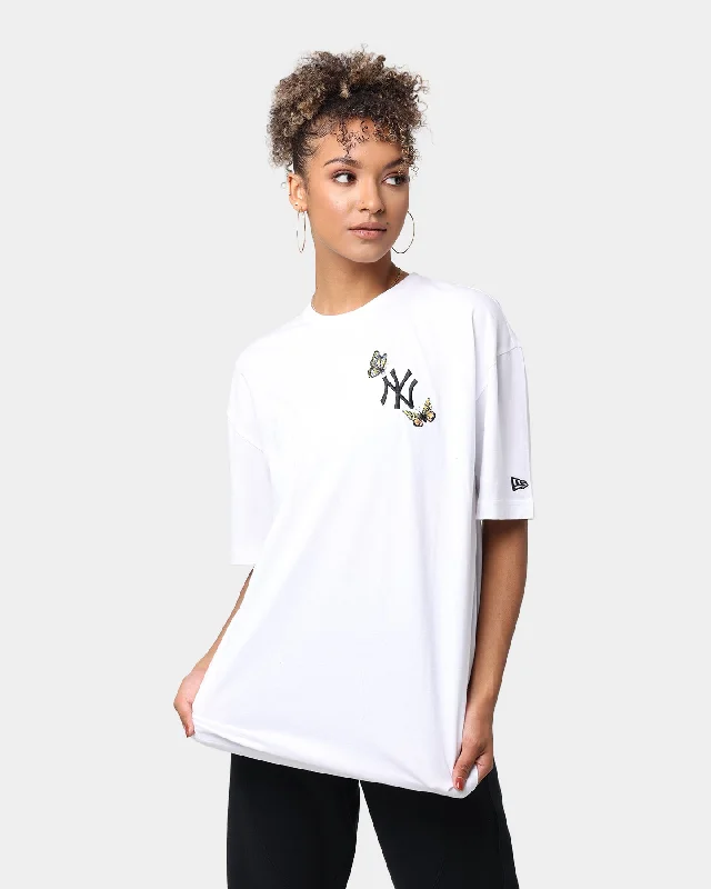 New Era New York Yankees Butterfly Oversized T-Shirt White Denim Fabric Leather Fabric Suede Fabric