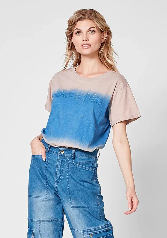 Nu Denmark Tianna Dip Dye T-Shirt, Fresh Blue Mix Rayon Velvet Corduroy