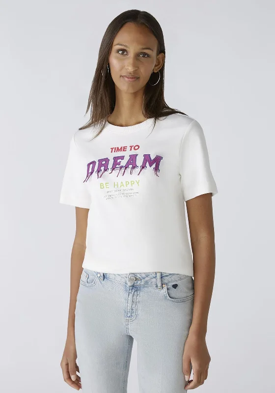 Oui Dream Tassel Cotton T-Shirt, White Casual Formal Business