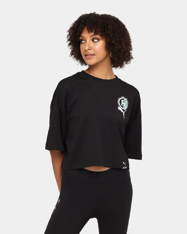 Puma Women's Puma International Graphic T-Shirt Puma Black Print Jacquard Patchwork