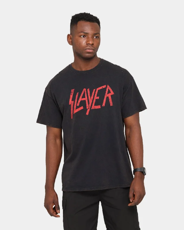 Slayer Classic Logo Vintage T-Shirt Black Wash Rayon Fabric Velvet Fabric Corduroy Fabric