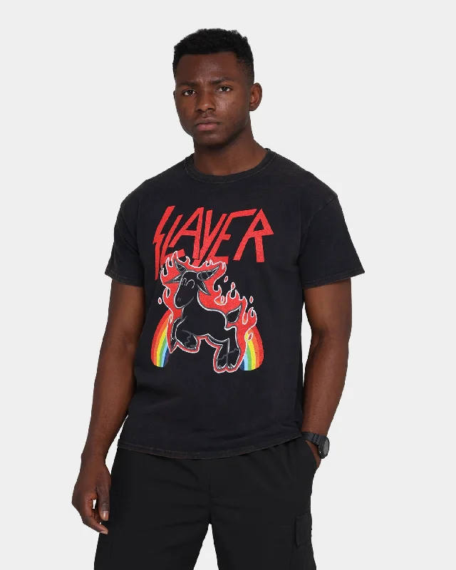 Slayer Rainbow Goat Vintage T-Shirt Black Wash Polka Dot Checkered Tartan