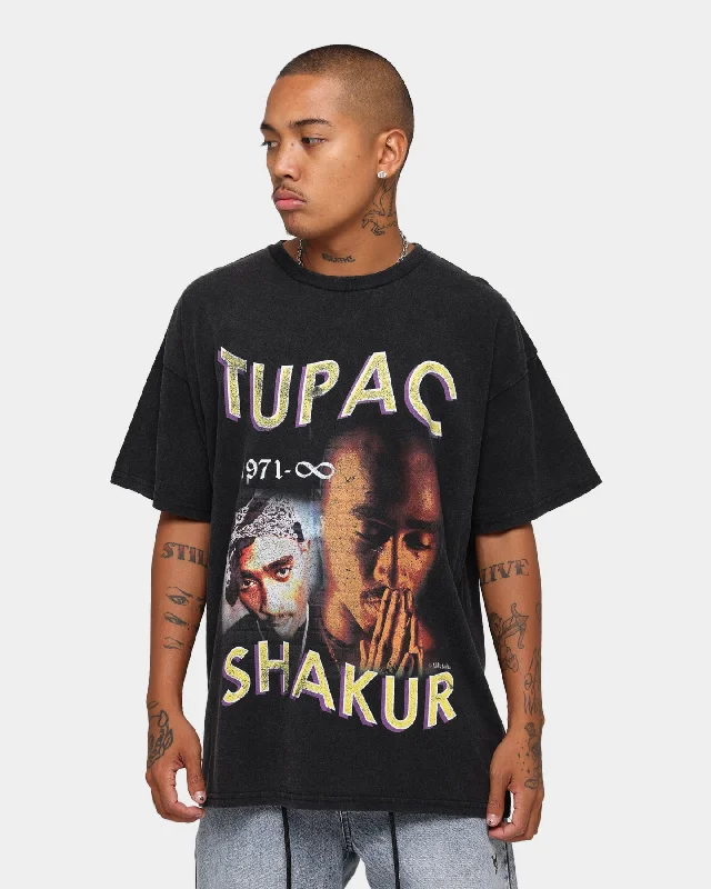 TUPAC 1971 Infinity Short Sleeve Vintage T-Shirt Black Faux Fur Fabric Real Fur Fabric Shearling Fabric