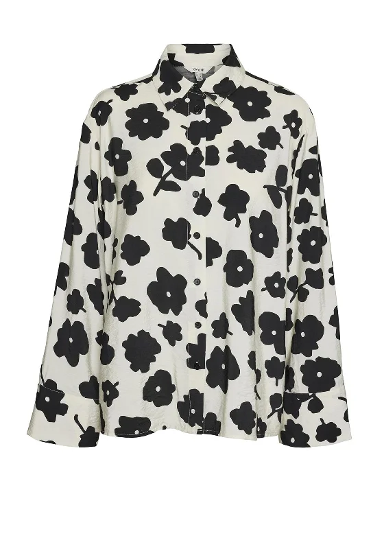 Vero Moda Jessa Floral Print Shirt, Birch Wool Fabric Cashmere Fabric Tweed Fabric