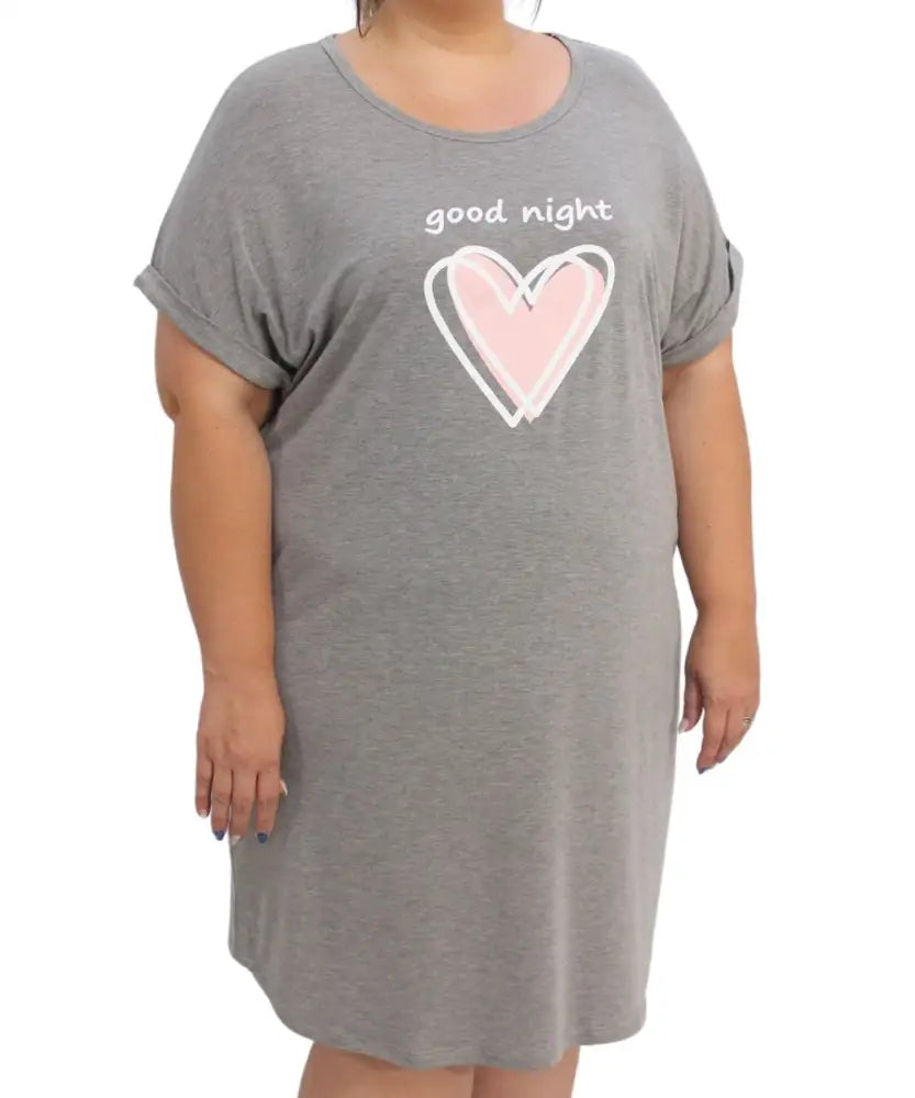 Ladies Printed Good Night Sleepshirt Collared Crew Neck Turtle Neck