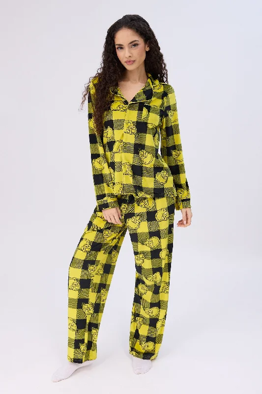 The Grinch Plaid Velour Pajama Dad Shirt And Pants Set Fashionable Trendy Casual