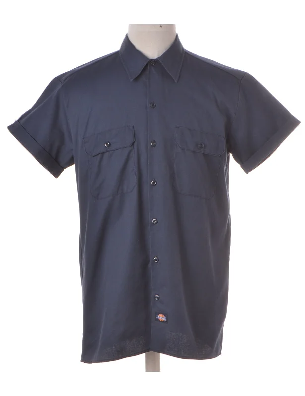 Label Navy Upcycled Dickies Shirt Asymmetrical Pockets Print