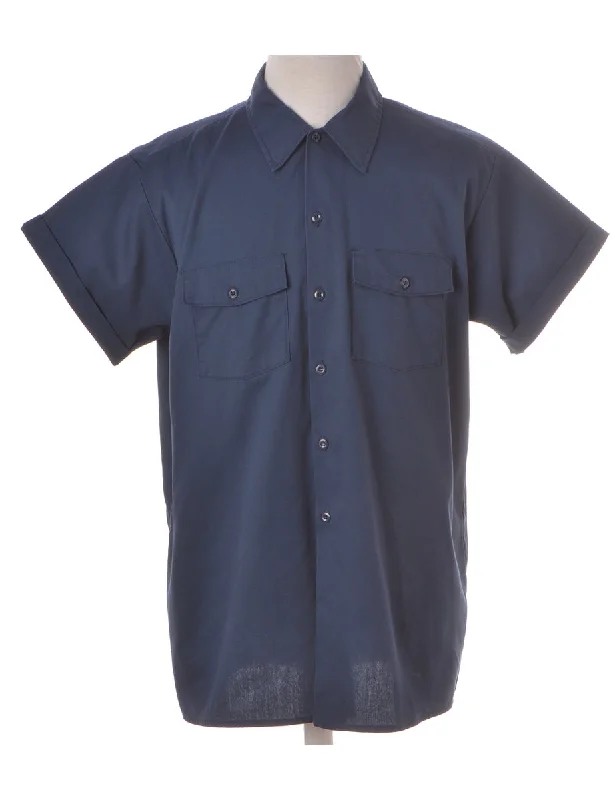 Label Navy Upcycled Dickies Shirt Collared T-Shirt Boat Neck A-Line