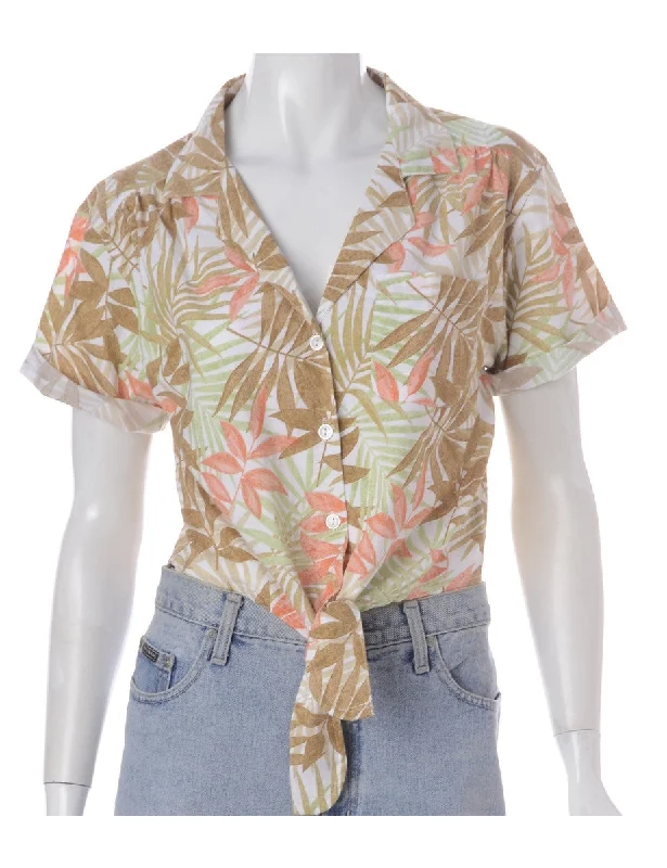Label Nancy Ladies Hawaiian Tie Front Shirt Collared Crew Neck Turtle Neck