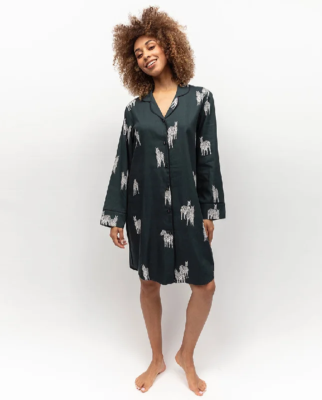 Blake Dark Green Zebra Print Nightshirt Print Jacquard Patchwork