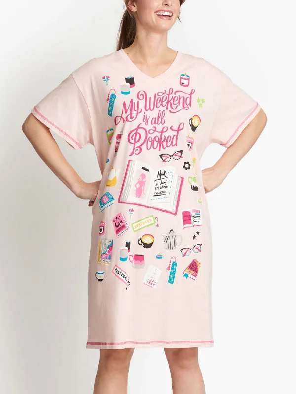Book Club Sleepshirt Striped Floral Plaid