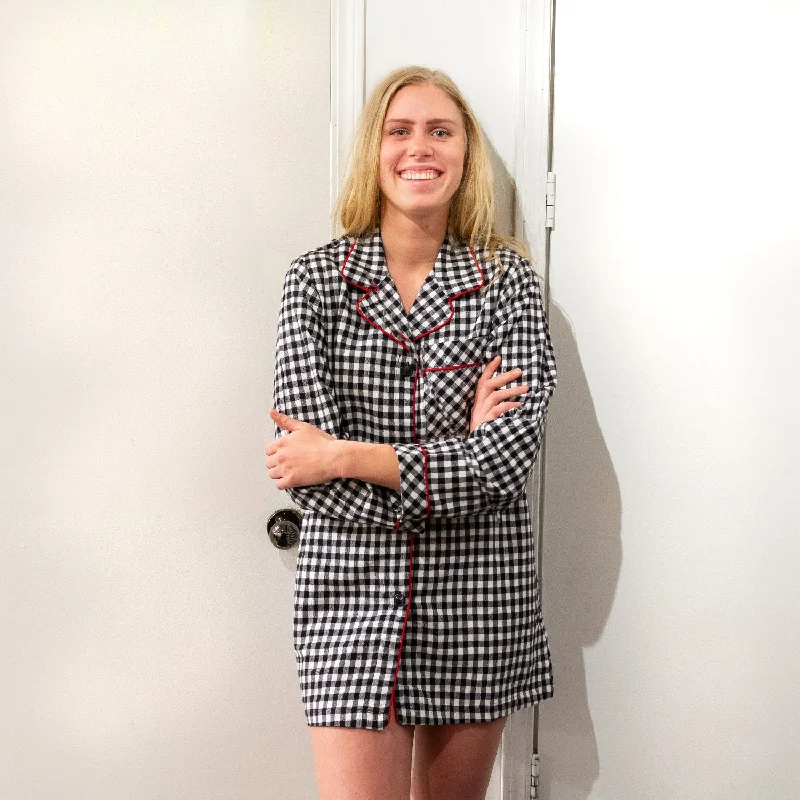105 / Woman's Classic Flannel Nightshirt / Small Buffalo Check Striped Floral Plaid