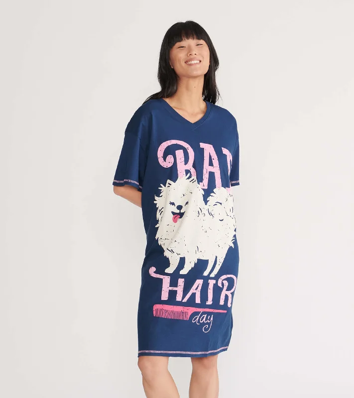 Doggy Bad Hair Day Sleepshirt Houndstooth Herringbone Solid
