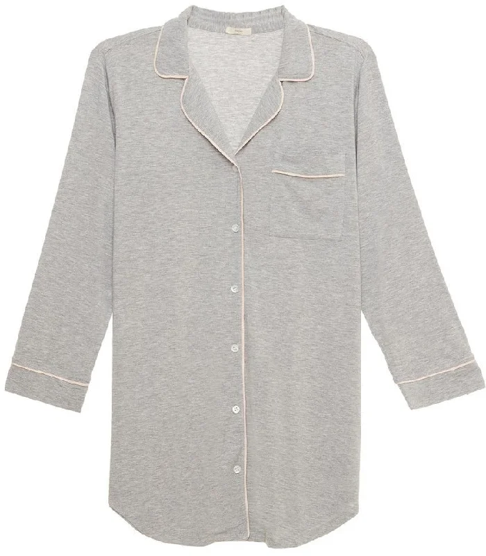 Gisele Heather/Sorbet Sleepshirt Collared T-Shirt Boat Neck A-Line