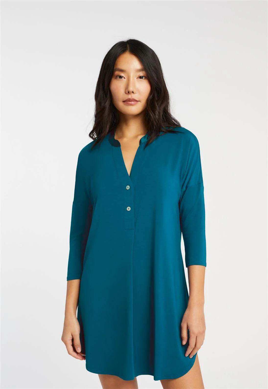 Essentials Dolman 3/4 Sleeve Nighshirt In Peacock - Fleurt Anti-Shrink Durable Soft