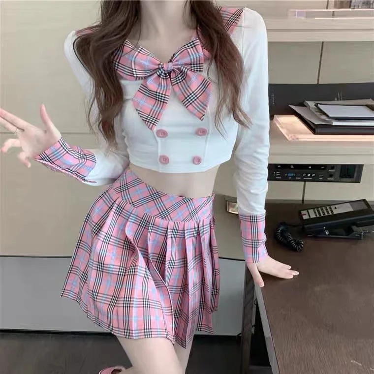 FASHION BOW SHIRT & HIGH WAIST PLEATED SUIT BY21122 Sequined Glittery Shiny