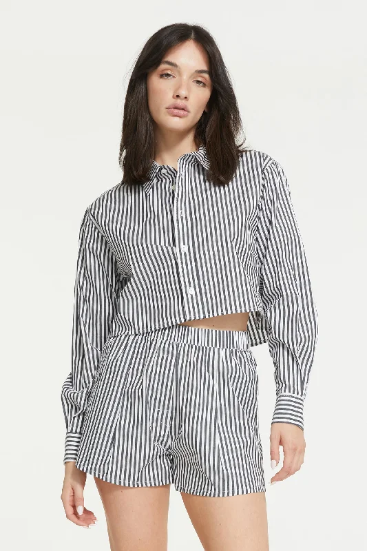 Franca Stripe Crop Shirt Iron Safe Non-Iron Wrinkle Free