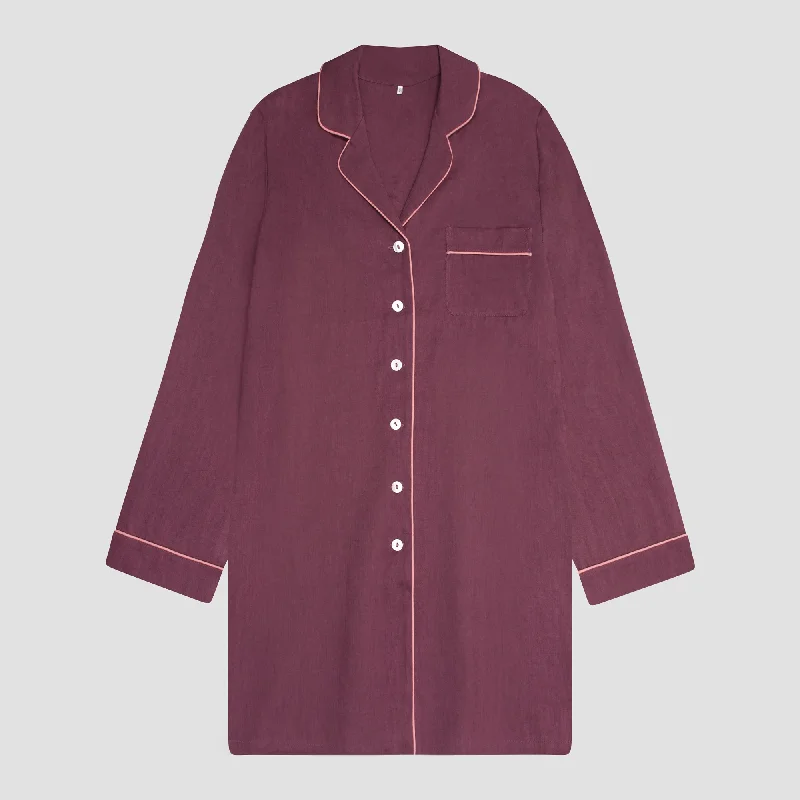 Fresh Fig Linen Night Shirt Terry Blend Velvet Blend Canvas Blend