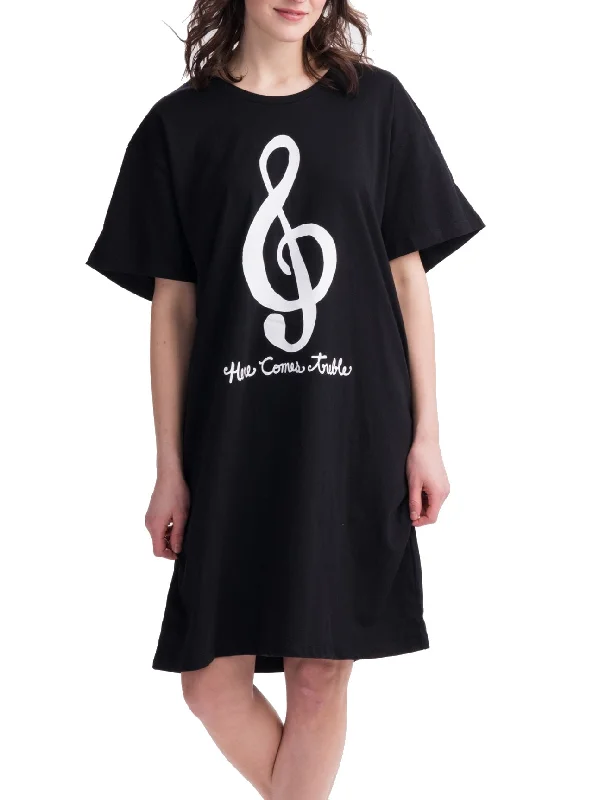 Here Comes The Treble Sleepshirt Beaded Sequined Faux Fur