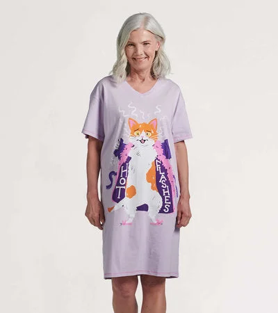 Hot Flashes Sleepshirt Striped Floral Plaid