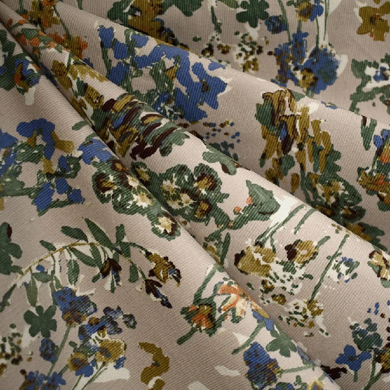 Japanese Abstract Wildflower Corduroy Shirting Camel Ribbed Striped Patterned
