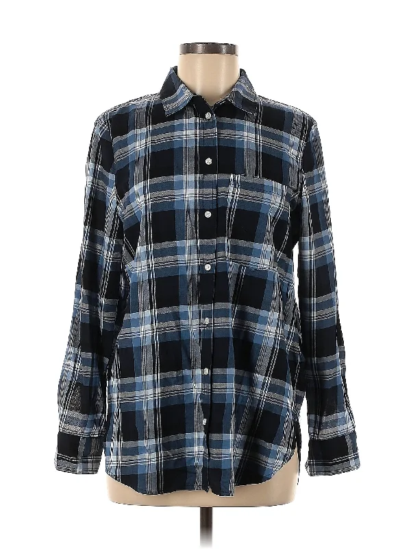 Long Sleeve Button Down Shirt Striped Floral Plaid