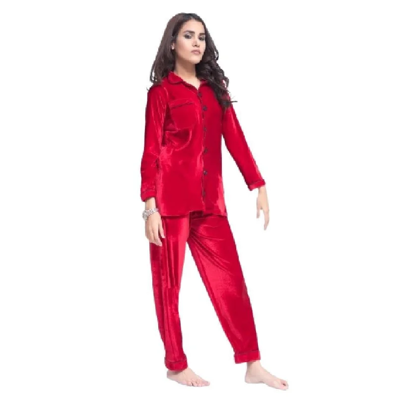 Long Sleeves Velvet Pajama Shirt Set | Ladies 2 Pieces Winter Nightwear | Sleepwear For Women Striped Floral Plaid Long Sleeves Velvet Pajama Shirt Set | Ladies 2 Pieces Winter Nightwear | Sleepwear For Women Striped Floral Plaid