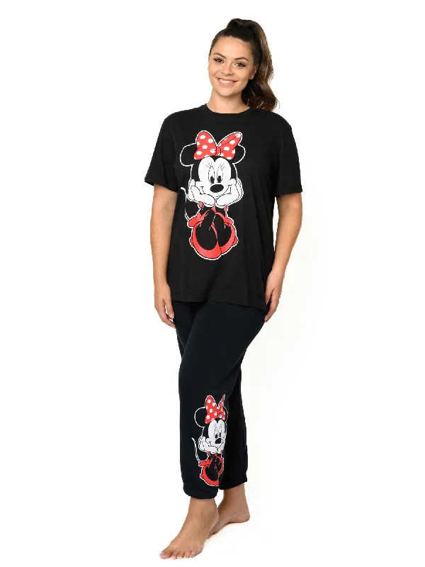Minnie Mouse Leaning T-Shirt Black & Jogger Pants Disney Pajama Set Womens Plus Solid Color Striped Floral Minnie Mouse Leaning T-Shirt Black & Jogger Pants Disney Pajama Set Womens Plus Solid Color Striped Floral