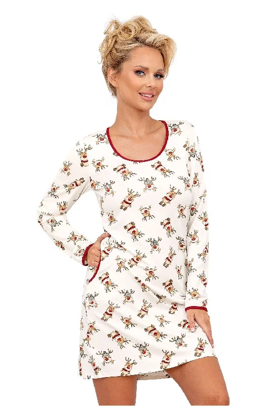 Nightshirt Donna Houndstooth Herringbone Solid