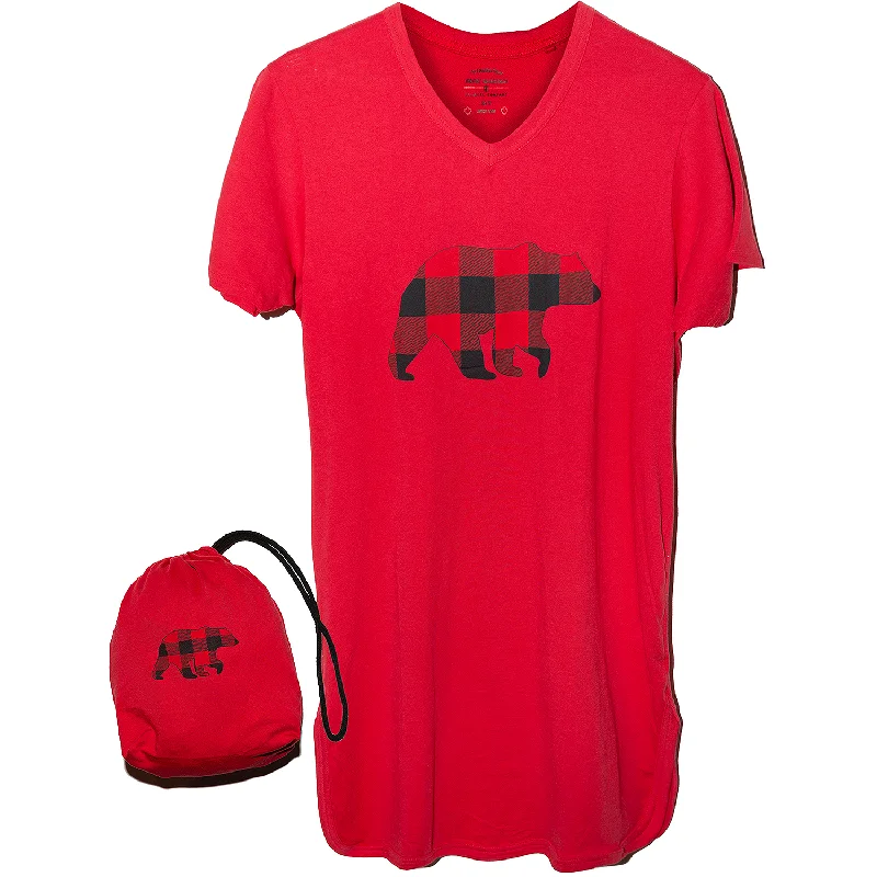 Red Bear Nightshirt in a Bag Jersey Fabric Tulle Fabric Batik Fabric