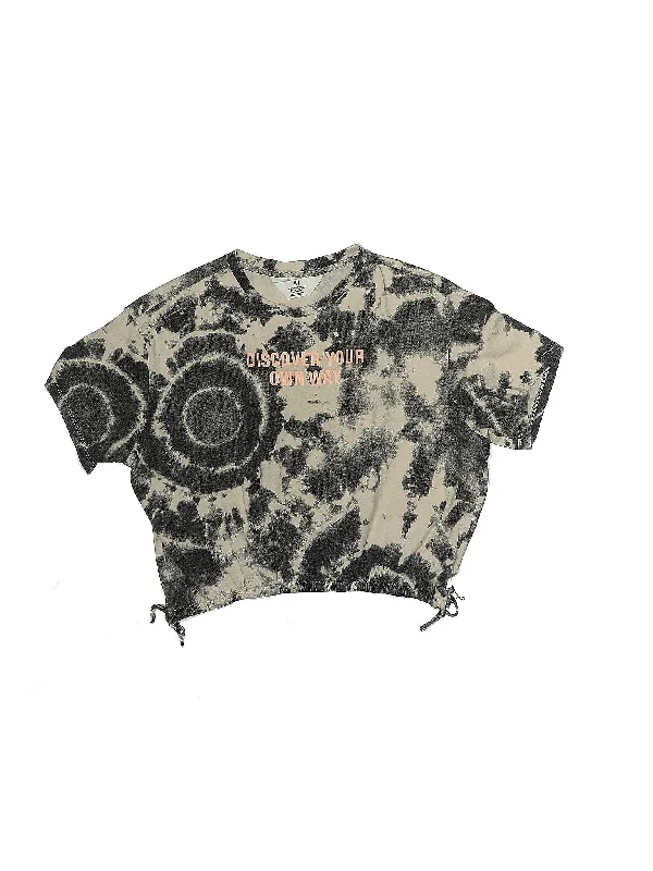 Short Sleeve T Shirt Beaded Sequined Faux Fur