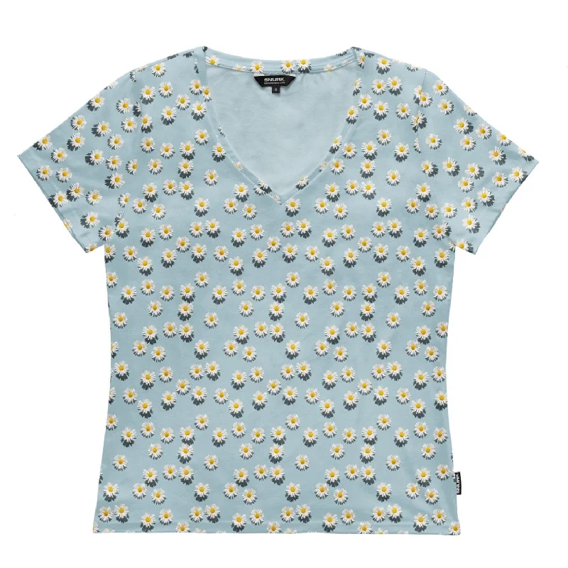 SNURK Daisy Dawn V-hals T-shirt Women Ribbed T-Shirt High Neck Heavyweight